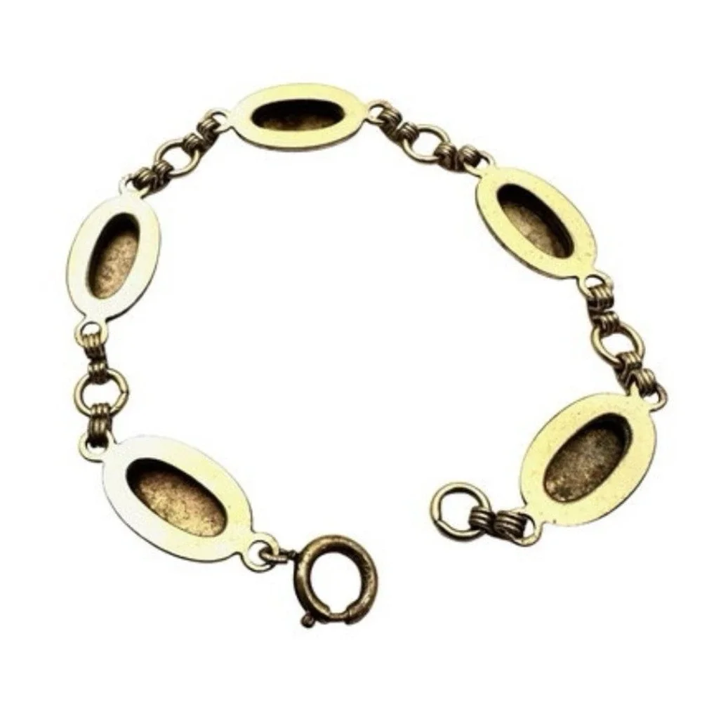 Antique Victorian Gold Filled Bracelet 5 Oval Hand Engraved Floral Panel 7 Inch